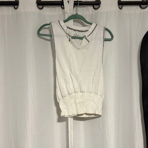 FP Movement by Free People White Sleeveless Tank with Contrast Trim